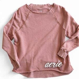 Medium Aerie Oversized Raw Edge Sweatshirt Dusty Rose Terracotta Peach